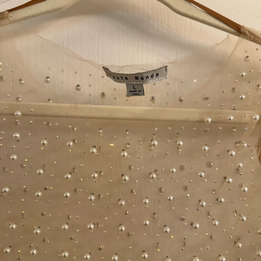 Sheer Beaded and Pearl Top - Picture 3 of 4